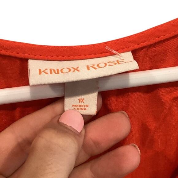 Knox Rose Womens Tiered Peasant Maxi Dress Plus Size 1X Orange Boho Fall Casual - Picture 2 of 7